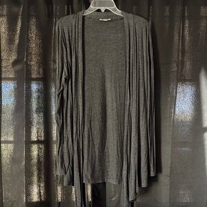 Gray Open Front Cardigan